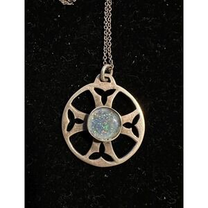 Stewart John Wilson Celtic Sterling Silver & Opal Pendant Necklace S.J.W